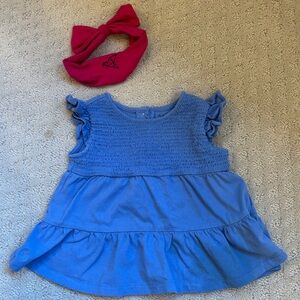 Ralph Lauren Blue Baby Shirt & Copper Pearl Headband